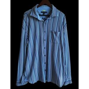 TOMMY HILFIGER Vintage Striped Long Sleeve Button Down Shirt XXL 100% Cotton